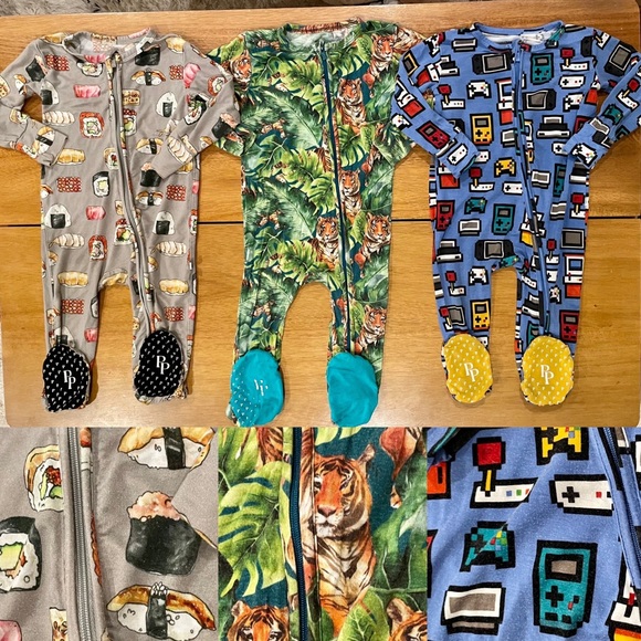 Posh Peanut Other - Posh Peanut Footie Sleeper Lot Bundle Bamboo Rare Print Boy Gender Neutral